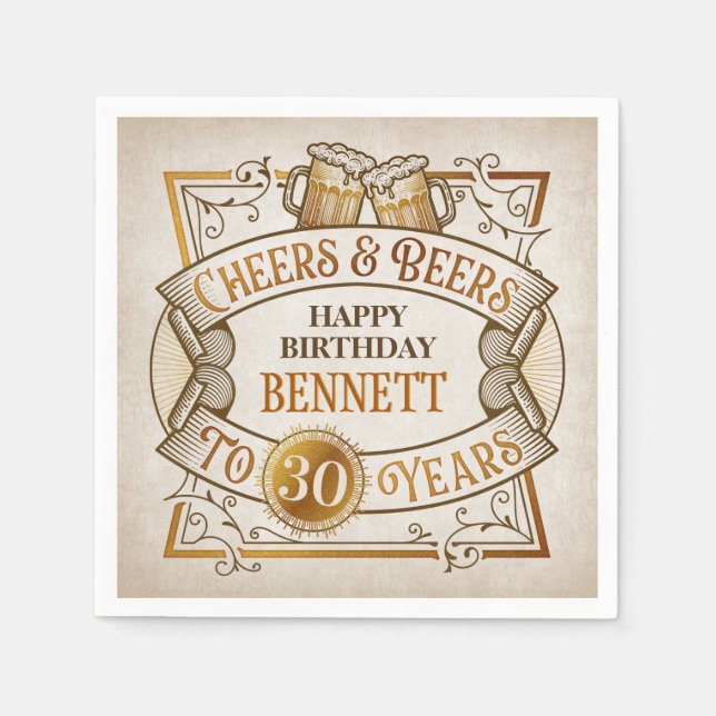 Cheers Beers Birthday Serviette (Vorderseite)