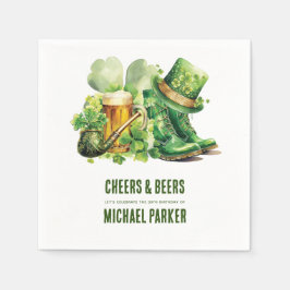 Cheers Beers Birthday St Patrick's Day Custom Serviette
