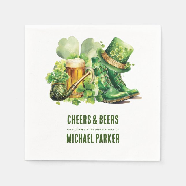 Cheers Beers Birthday St Patrick's Day Custom Serviette (Vorderseite)