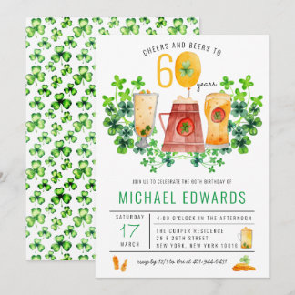 Cheers Beers Birthday St Patrick's Day Party Einladung