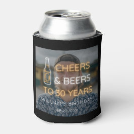 Cheers & Beers bis 30 Jahre Neon Birthday Foto Dosenkühler