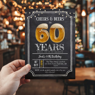 Cheers & Beers Men's 60th Birthday Invitation Einladung