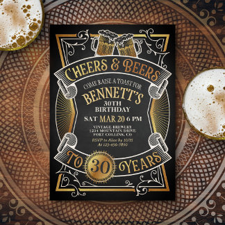 Cheers Beers Mens Funny Birthday Einladung