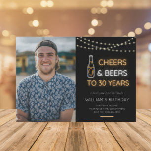 Cheers & Beers Neon-Schild 30. Erwachsenen-Geburts Einladung