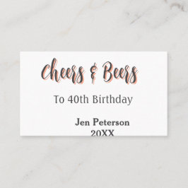 Cheers & beers to 40th birthday gray name year sin visitenkarte