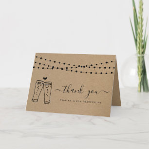 Cheers & Beers Toast & String Lights Danke Auto Karte