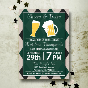 Cheers & Beers Trendy Green Junggesellenabschied Einladung