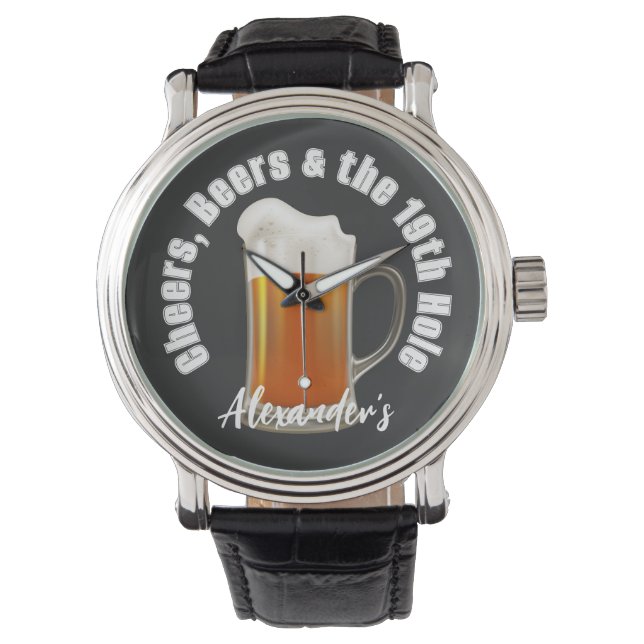 Cheers Beers und das 19. Loch Golf Monogram Armbanduhr (Vorderseite)