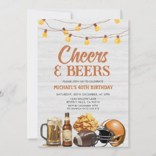 Cheers & Bers Adult Birthday String Lights Wood Einladung
