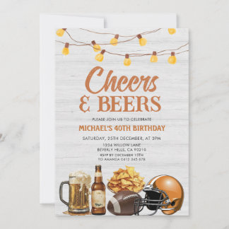 Cheers & Bers Adult Birthday String Lights Wood Einladung