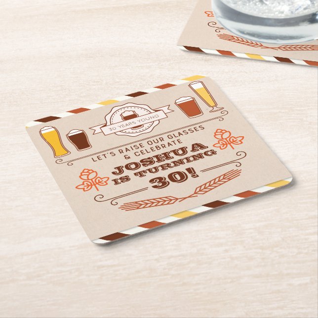 Cheers & Bers Geburtstags-Untersetzer Rechteckiger Pappuntersetzer (angewinkelt)