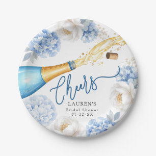 Cheers Blue Champagne Brautparty Paper Plate Pappteller