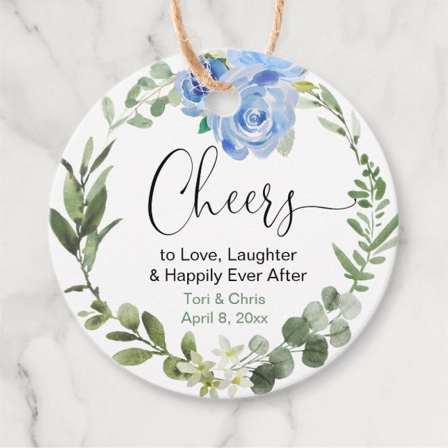 Cheers Brautparty grüne blaue Blüte Geschenkanhänger (Vorderseite)