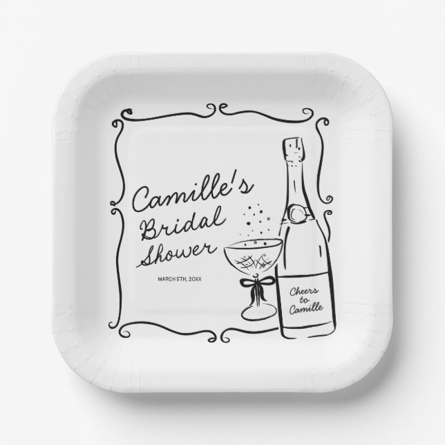 Cheers Brunch und Bubbly Brautparty Pappteller (Vorderseite)