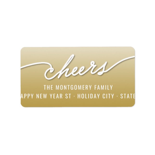 Cheers Calligraphy Gold Ombre Holiday Address (Vorne)