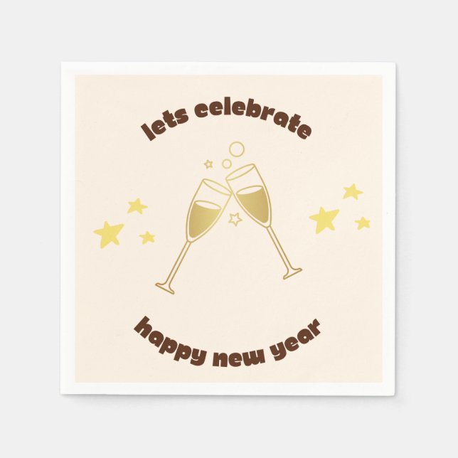 Cheers Champagner Gläser Neue Jahre Nachricht Serviette (Vorderseite)