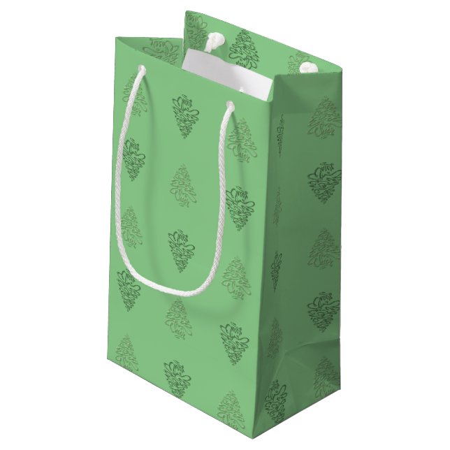 CHEERS CHRISTMAS TREES-6-GIFT BAG KLEINE GESCHENKTÜTE (Rückseite Schrägansicht)