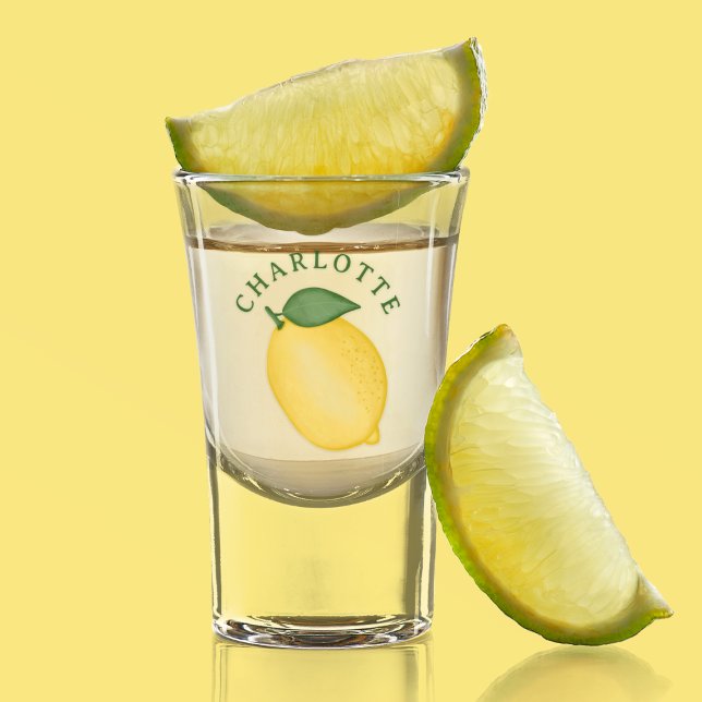 Cheers Citrus Lemon Yellow Summer Monogram Schnapsglas (Von Creator hochgeladen)