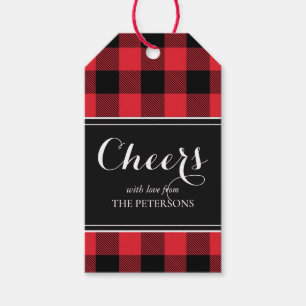 Cheers Classy Red Black Buffalo Kariert Geschenkanhänger