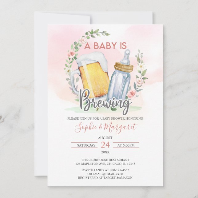 Cheers Coed Girl A Baby Braut Babydusche Einladung (Vorderseite)