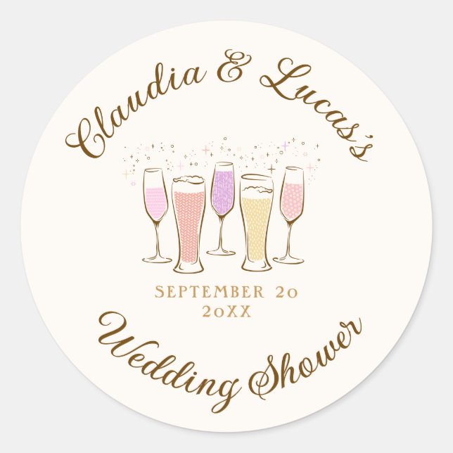 Cheers Couples Coed Polterabend Runder Aufkleber (Vorderseite)