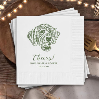 Cheers Custom Dog Drawn Cocktail Napkins Wedding Serviette