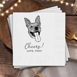 Cheers Custom Dog Wedding Napkins Serviette