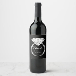 Cheers Diamond Wedding Ring Custom Text Black Weinetikett