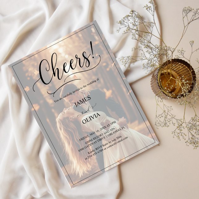 Cheers Elegant 2 Foto Romantische Waldhochzeit Einladung (Von Creator hochgeladen)