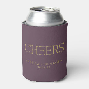 Cheers Elegant Eggplant Gold Typografy Wedding Dosenkühler