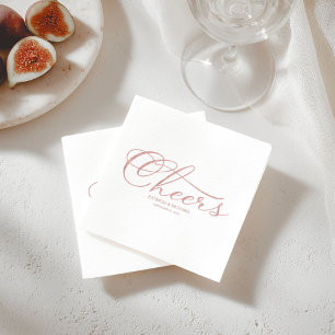 Cheers - Elegante Rose Gold Foil Script Hochzeit Serviette