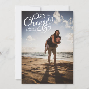 Cheers Elegante Script Foto Card Dankeskarte