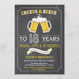 Cheers et bières 18e Anniversaire Carte d'invitati