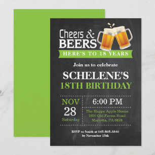 Cheers et bières 18e Anniversaire Carte d'invitati