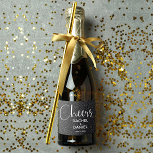 Cheers Faux BLACK GLITTER Wedding Mini