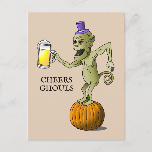 Cheers Ghouls Halloween-Party Postkarte (Vorderseite)