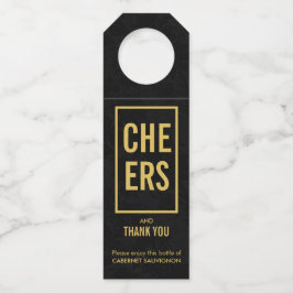 Cheers Gold auf Black Damask Flaschenanhänger