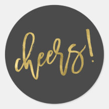 Cheers Gold Glam Gastgeschenk Stickers