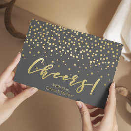 Cheers - Gold Script & Confetti Postkarte
