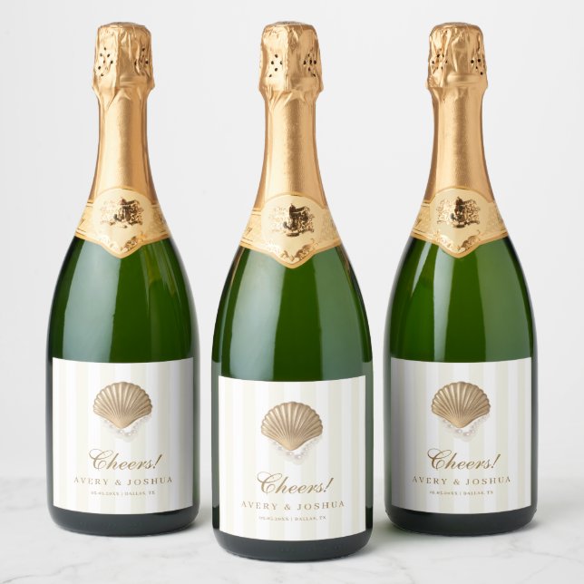 Cheers Gold Seashell Pearls Coastal Gastgeschenk H (Flaschen)