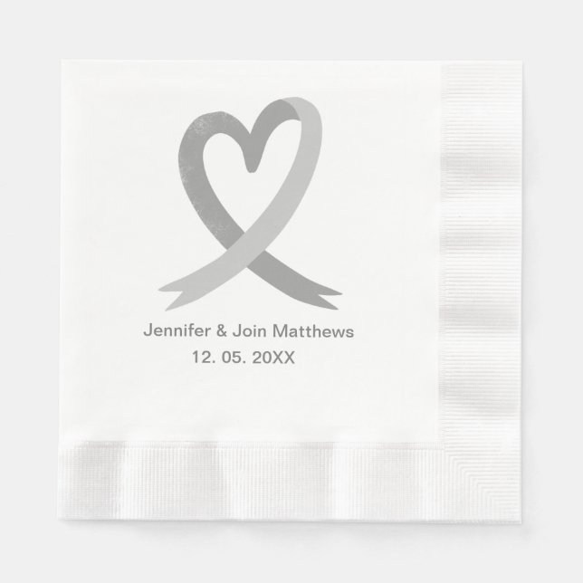 Cheers gray Calligraphy Custom Wedding Napkins Serviette (Vorderseite)