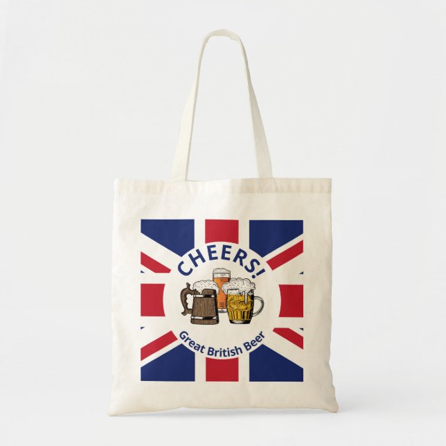 Cheers GREAT BRITAIN Custom Cartoon Union Jack Tragetasche (Vorne)