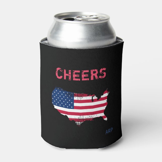 *~* CHEERS Grunge United Staaten Flag Black Dosenkühler (Kanne Vorderseite)