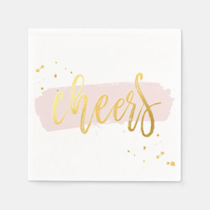 CHEERS HAND LETTERED SCRIPT Typ Gold Rosa Serviette