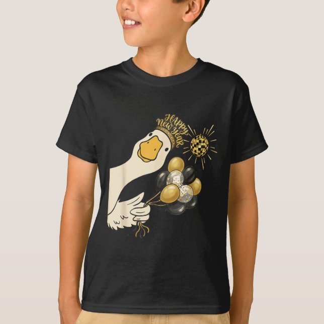 Cheers Happy New Year 2026 Goose With Balloon Disc T-Shirt (Vorderseite)