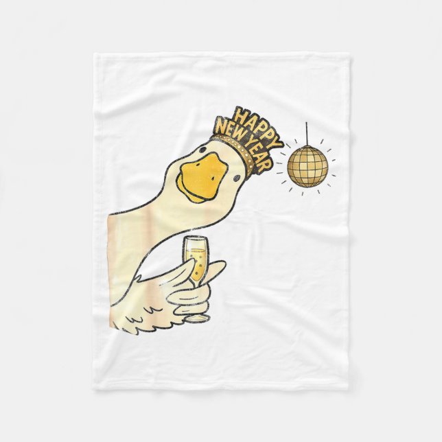 Cheers Happy New Year 2026 Goose With Champagne Di Fleecedecke (Vorderseite)