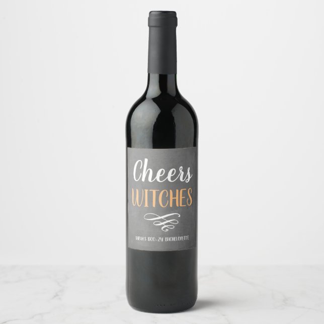 Cheers Hexen Boozy Bachelorette Weinetikett (Vorderseite)