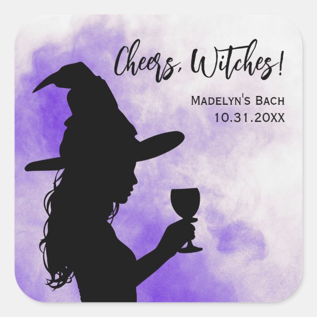Cheers Hexen Halloween Junggeselinnen-Abschied Gef Quadratischer Aufkleber (Vorderseite)