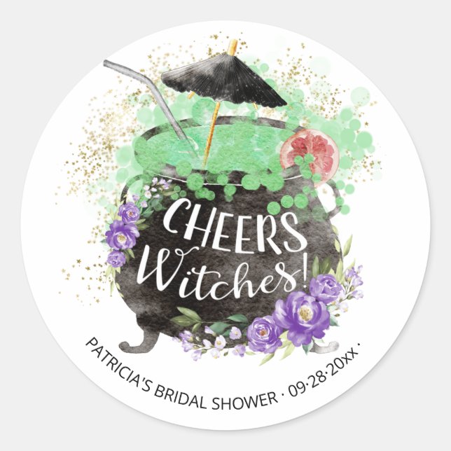 Cheers Hexes Cocktail Halloween Brautparty Runder Aufkleber (Vorderseite)