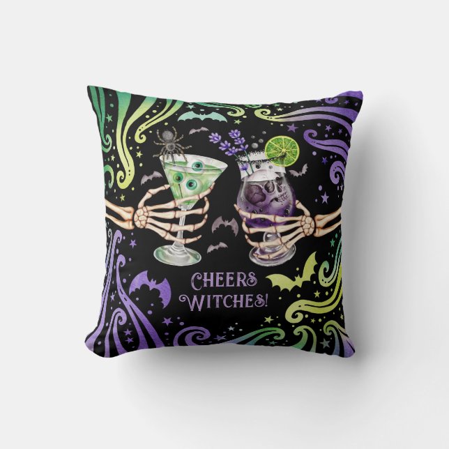 Cheers Hexes Halloween Cocktail Brillen Kissen (Vorderseite)